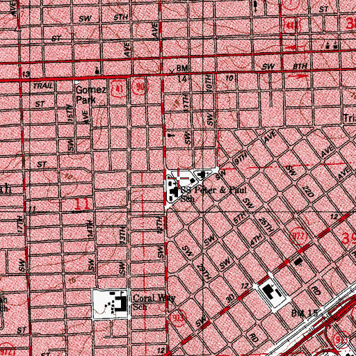 Topographic Map of Saint Peter and Paul Catholic Church, FL