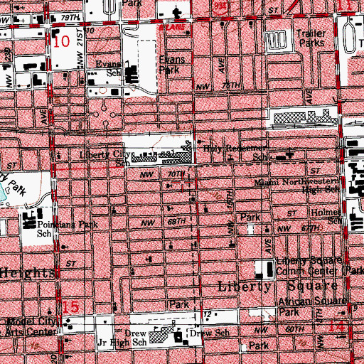 Topographic Map of Santa Rosa of Lima Catholic Church, FL