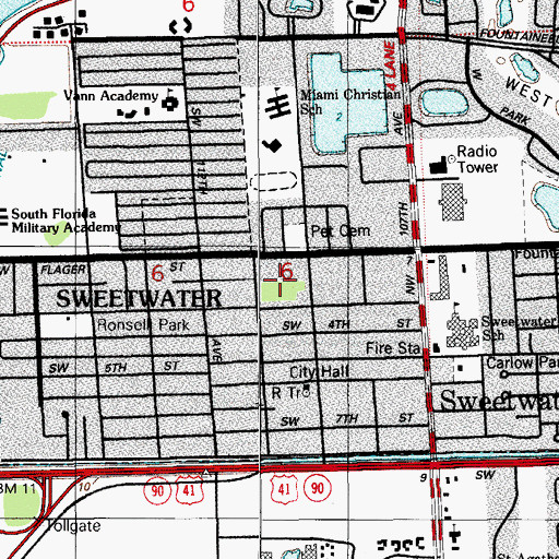 Topographic Map of Grace Church of Kendall, FL