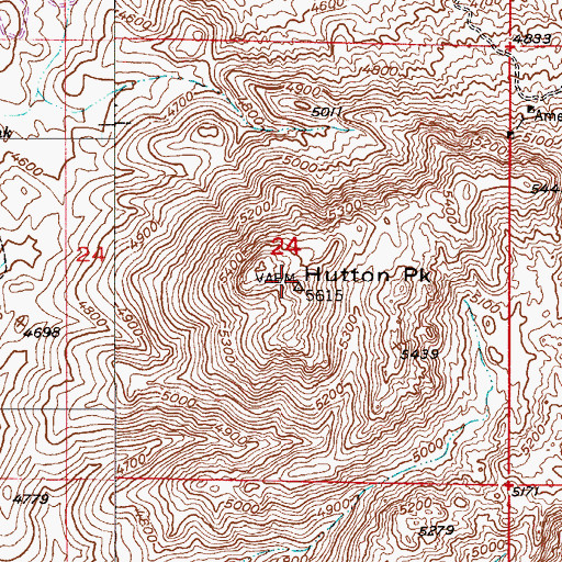 Topographic Map of Hutton Peak, AZ
