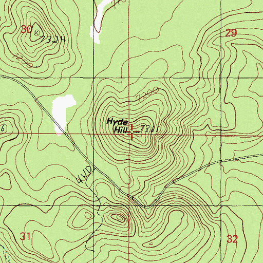 Topographic Map of Hyde Hill, AZ