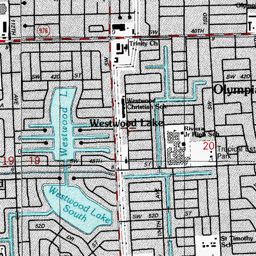 Topographic Map of Primera Iglesia Bautista Hispana de Westwood Lake, FL