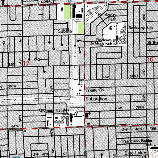 Topographic Map of Coral Park Baptist Church, FL