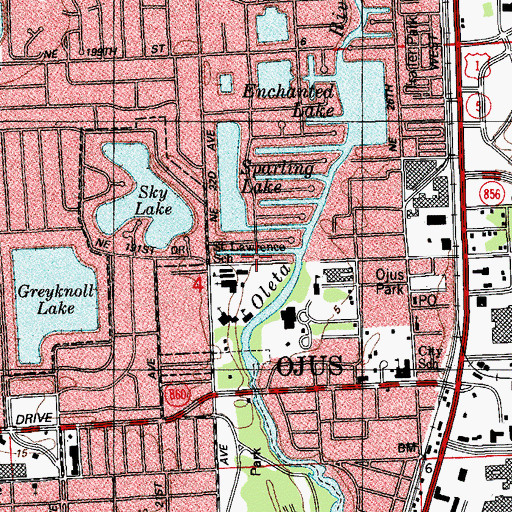 Topographic Map of First Baptist Church of Ojos, FL
