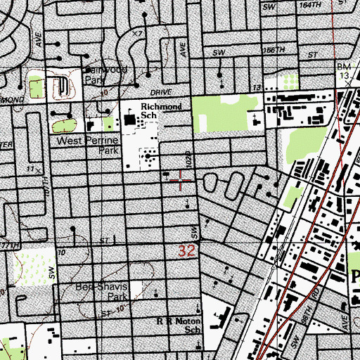 Topographic Map of First Baptist Church of Perrine, FL