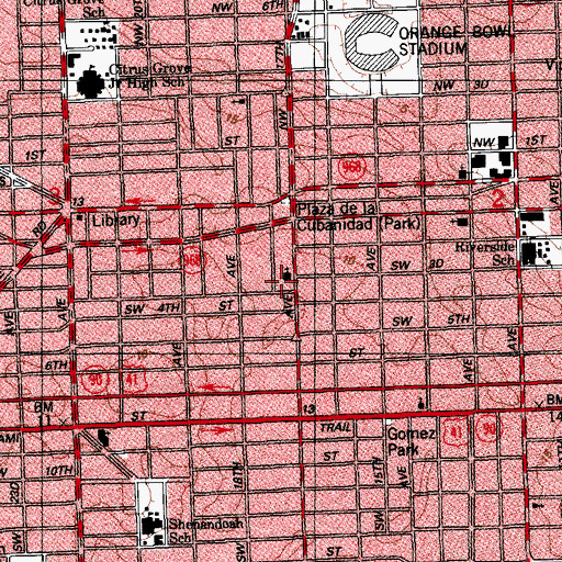 Topographic Map of Palmetto Baptist Church, FL