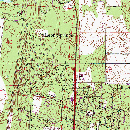Topographic Map of De Leon Springs United Methodist Church, FL