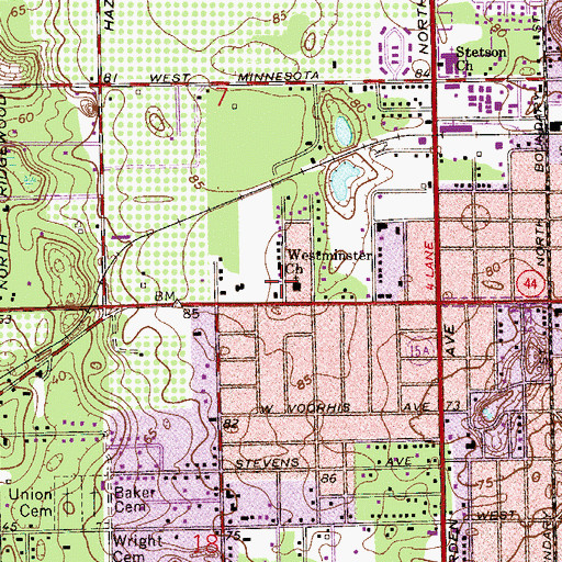 Topographic Map of First Christian Church, FL