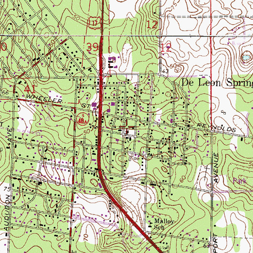 Topographic Map of First Baptist Church of De Leon Springs, FL