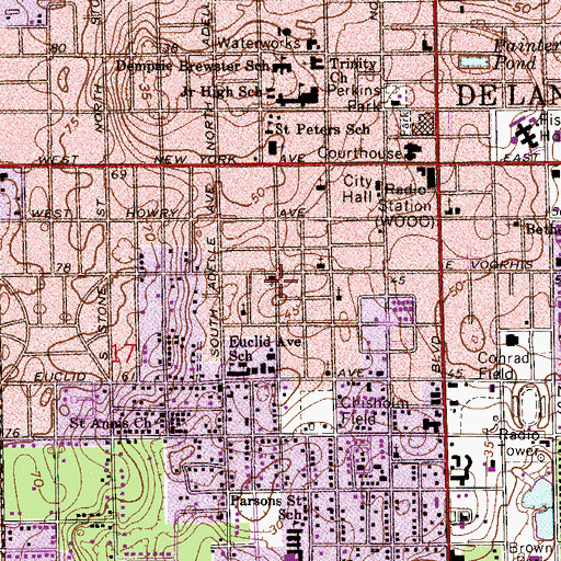 Topographic Map of Calvary Baptist Church, FL
