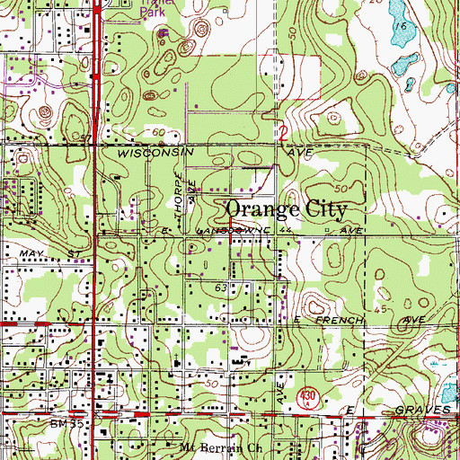 Topographic Map of Open Bible Baptist Church, FL