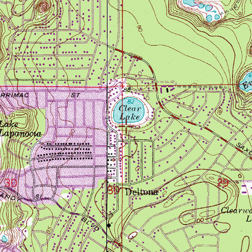 Topographic Map of First Baptist Church of Deltona, FL