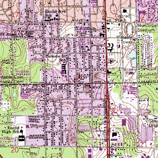 Topographic Map of Antioch Free Will Baptist Church, FL