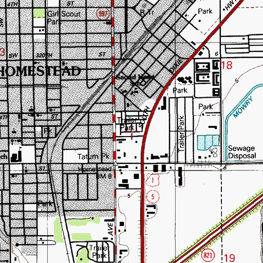 Topographic Map of Bible Baptist Church of the Redlands, FL