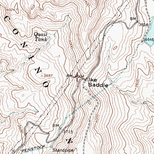 Topographic Map of Ike Saddle, AZ