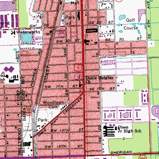 Topographic Map of Dania Heights Baptist Church, FL