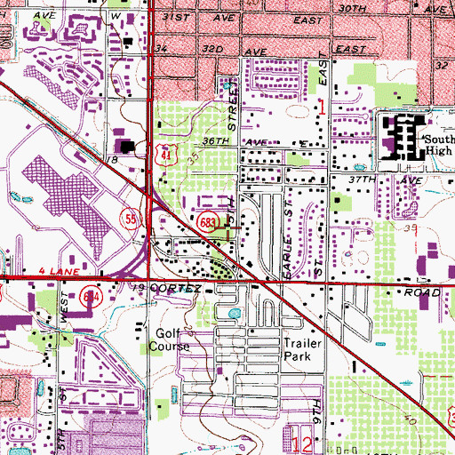 Topographic Map of First Church of God, FL