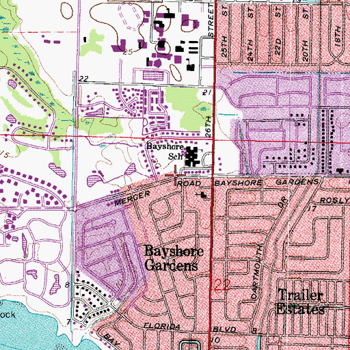 Topographic Map of Bayshore Mennonite Church, FL