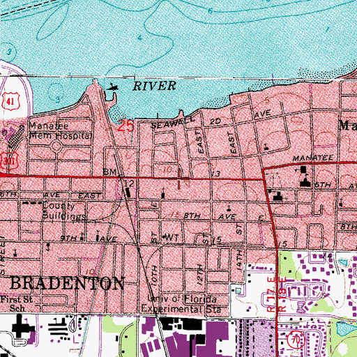 Topographic Map of Church of Christ-East Bradenton, FL