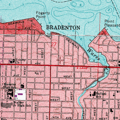 Topographic Map of Bradenton Church of God, FL