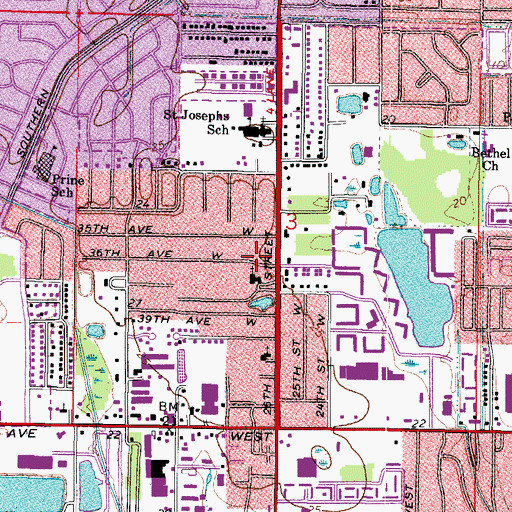 Topographic Map of Calvary Assembly of God, FL