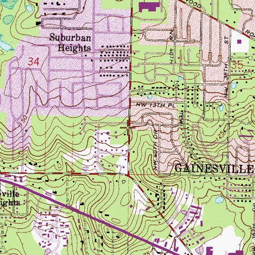 Topographic Map of Gainesville Academy, FL