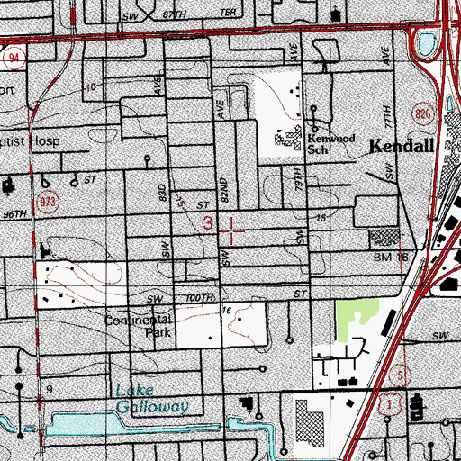Topographic Map of Saint John Neumann Elementary School, FL