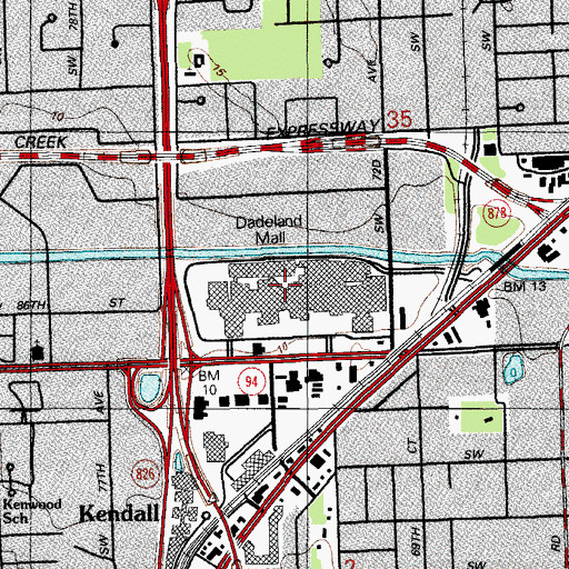 Topographic Map of Childrens Center/Baptist Hospital of Miami, FL