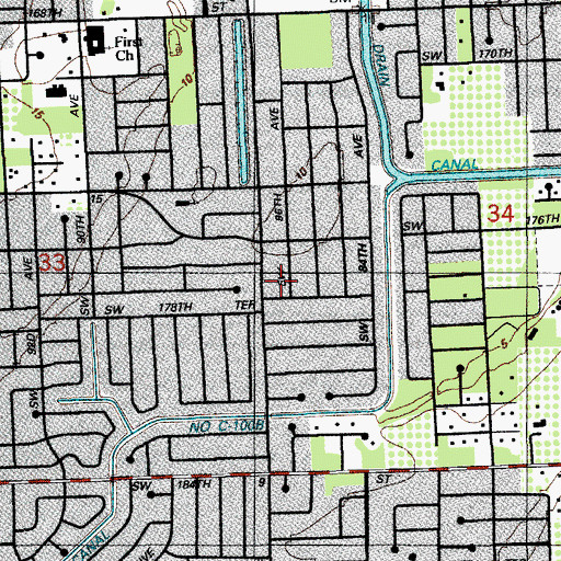 Topographic Map of Perrine Baptist Academy, FL