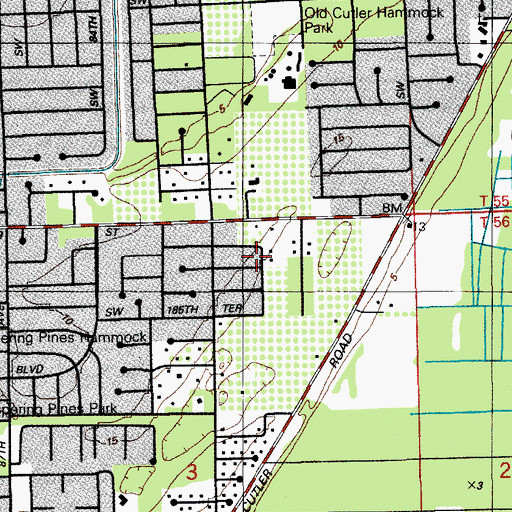 Topographic Map of South Miami Heights Preschool, FL