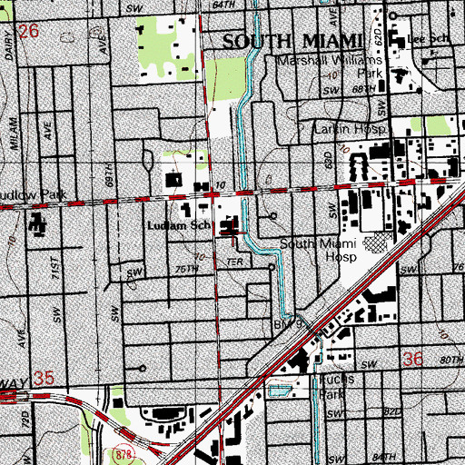 Topographic Map of Saint Thomas the Apostle School, FL