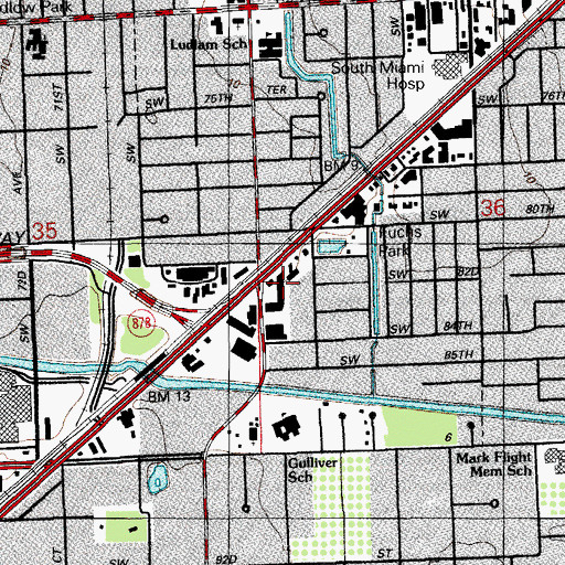 Topographic Map of South Miami Lutheran Preschool, FL