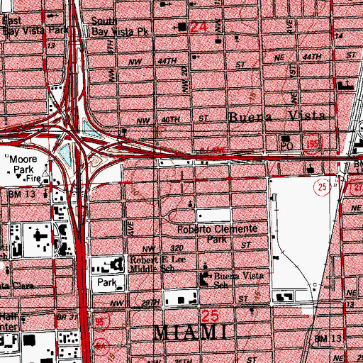 Topographic Map of Shores School, FL