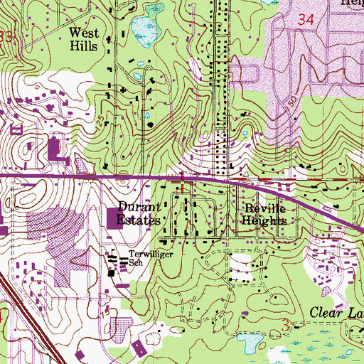 Topographic Map of Brentwood School, FL