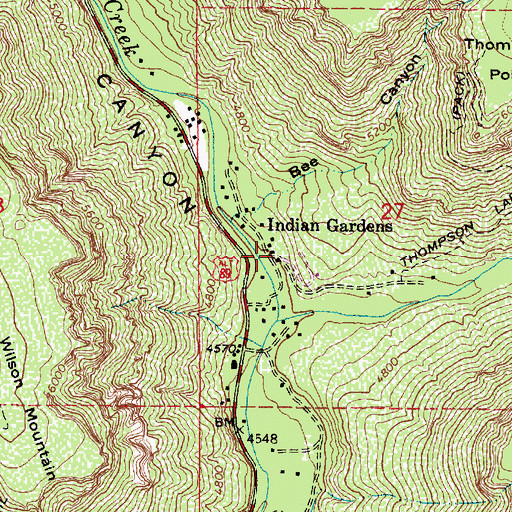 Topographic Map of Indian Gardens, AZ