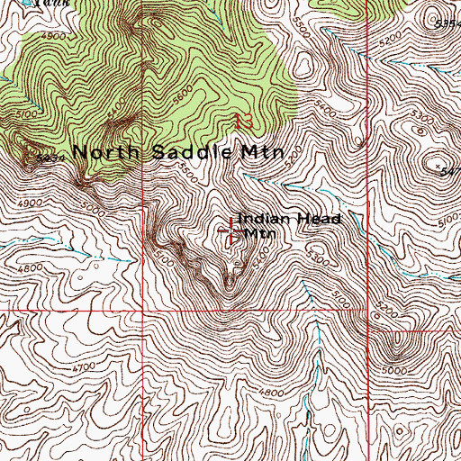 Topographic Map of Indian Head Mountain, AZ