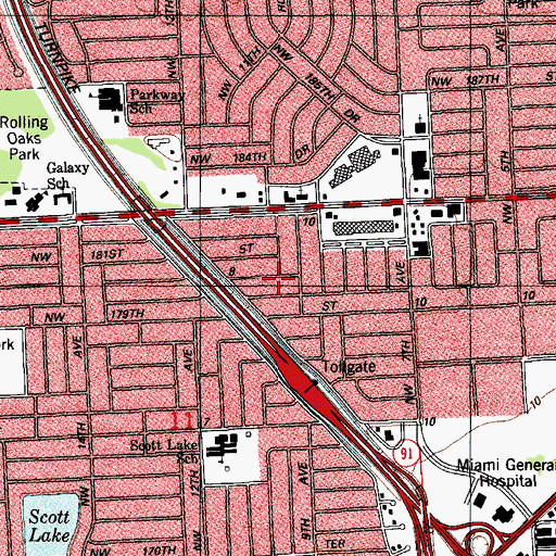 Topographic Map of Doreens School, FL