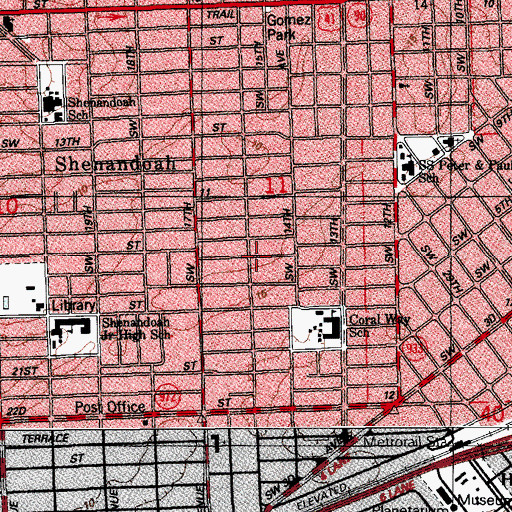 Topographic Map of Gulliver Preparatory School, FL