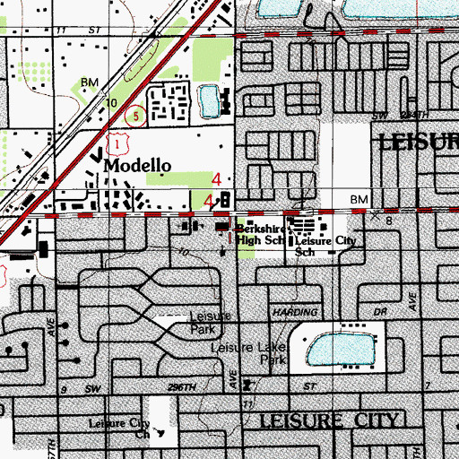 Topographic Map of Berkshire School, FL