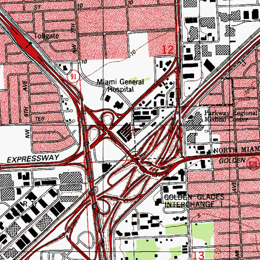 Topographic Map of Monsignor Edward Pace High School, FL