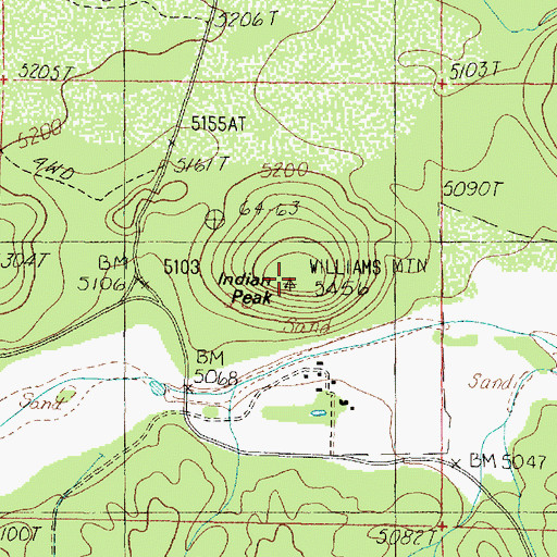 Topographic Map of Indian Peak, AZ