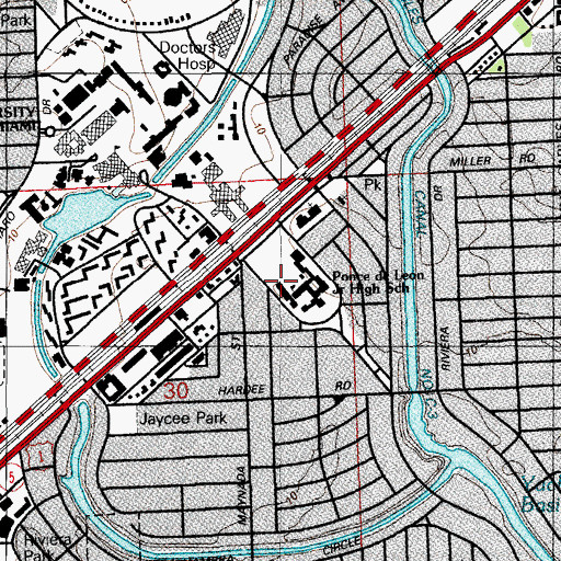 Topographic Map of Miami Private School, FL