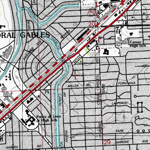 Topographic Map of Ransom Everglades School, FL