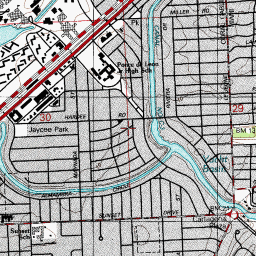 Topographic Map of Saint Albans Day Nursery - Main Branch, FL