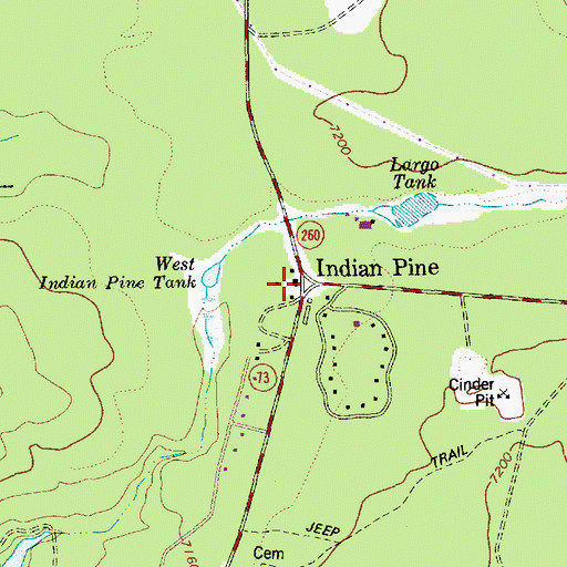 Topographic Map of Indian Pine, AZ