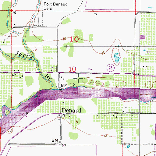 Topographic Map of Fort Denaud Bridge, FL