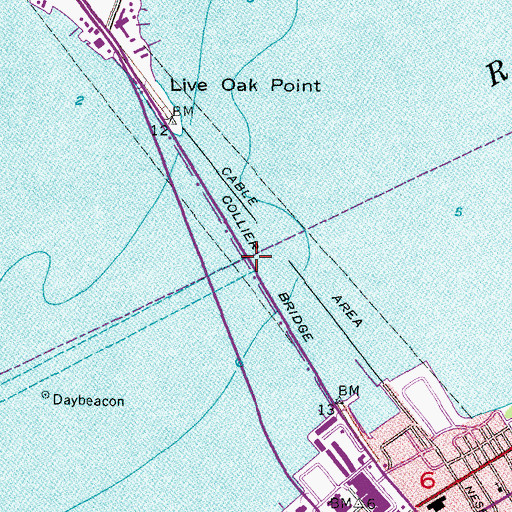 Topographic Map of Barron Collier Bridge, FL