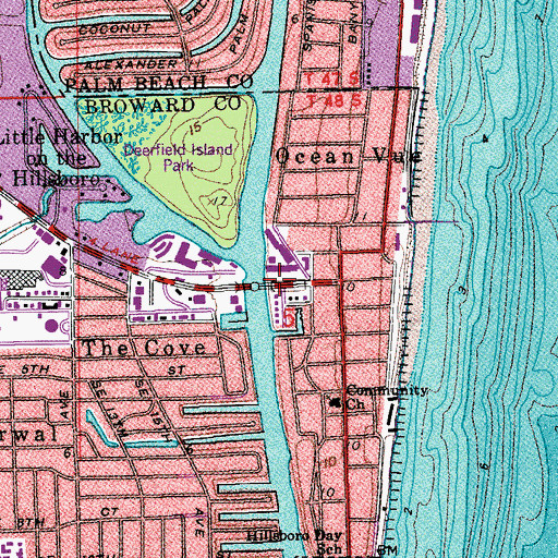 Topographic Map of Deerfield Beach Bridge, FL