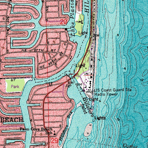 Topographic Map of Hillsboro Inlet Bridge, FL