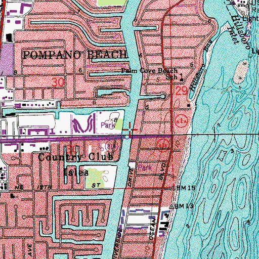 Topographic Map of Fourteenth Street Pompano Bridge, FL